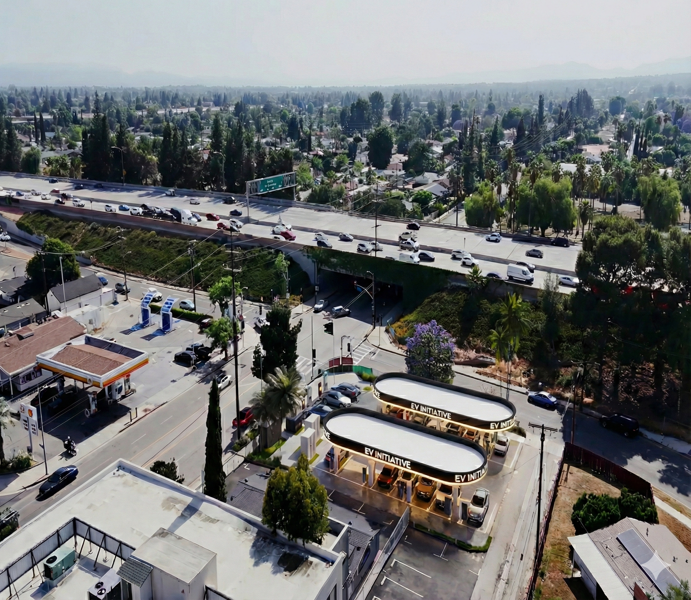 EVII Mission Hills aerial view at the I-405 corridor