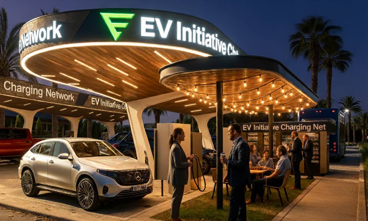 EVII Mission Hills entrance render at night